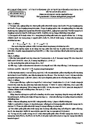 Đề thi tuyển sinh vào Lớp 10 THPT Chuyên môn Hóa học - Năm học 2016-2017 - Sở giáo dục và đào tạo Vĩnh Phúc (Có đáp án)
